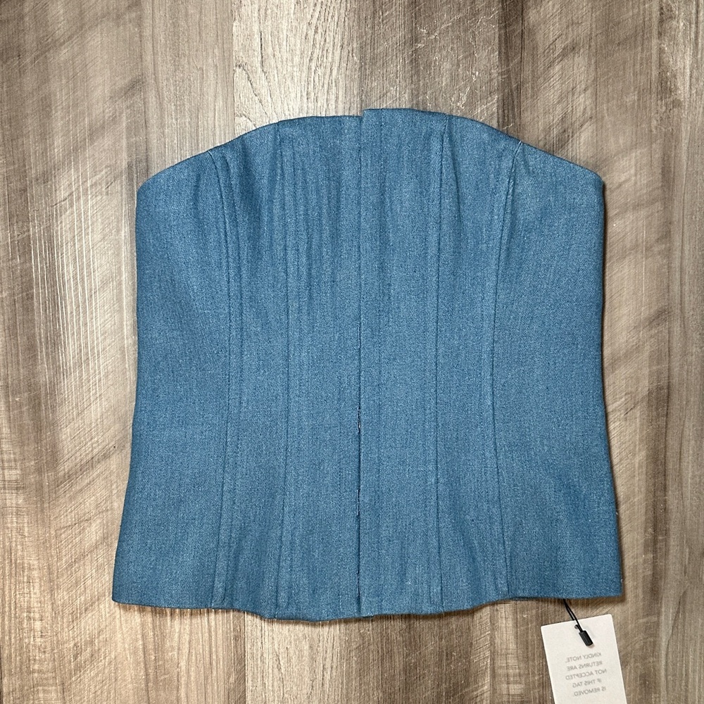 Lovers + Friends Denim Blue Corset Top - XS